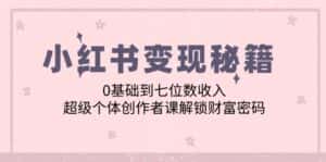 小红书变现秘籍:0基础到七位数收入,超级个体创作者课解锁财富密码-优优云创网