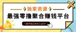 【首码】最强0撸聚合赚钱平台(独家资源),单日单机100+,代理对接,扶持置顶-优优云创网
