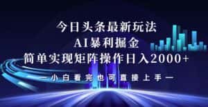 (12610期)今日头条最新掘金玩法,轻松矩阵日入2000+-优优云创网