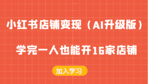 小红书店铺变现(AI升级版),学完一人也能开16家店铺-优优云创网