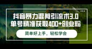 （12630期）抖音暴力混剪引流术3.0单号精准获取400+创业粉简单好上手，轻松学会-优优云创网