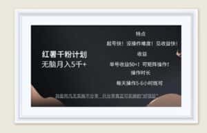 红薯千粉计划无脑月入5千+!既做既赚!-优优云创网
