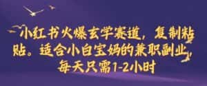 小红书火爆玄学赛道，复制粘贴，适合小白宝妈的兼职副业，每天只需1-2小时-优优云创网