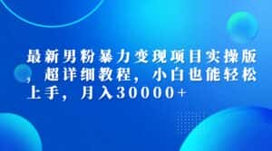 (12661期)最新男粉暴力变现项目实操版,超详细教程,小白也能轻松上手,月入30000+-优优云创网