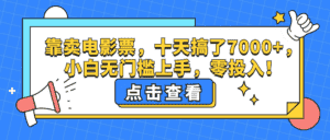 (12665期)靠卖电影票,十天搞了7000+,小白无门槛上手,零投入!-优优云创网