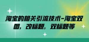 淘宝的相关引流技术-淘宝双图，改标题，双标题等-优优云创网