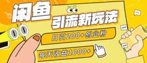 (12680期)闲鱼引流新玩法,日引200+创业粉,每天稳定1000+收益(适合居家创业)-优优云创网