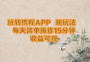 (12705期)玩转携程APP,新玩法,每天简单操作15分钟,收益可观-优优云创网