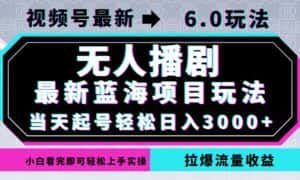 （12737期）视频号最新6.0玩法，无人播剧，轻松日入3000+，最新蓝海项目，拉爆流量…-优优云创网