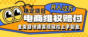 电商维权赔付全类目稳定月入过万可批量操作一部手机轻松小白-优优云创网