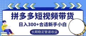 拼多多短视频带货日入300+有长期稳定被动收益，合适新手小白-优优云创网