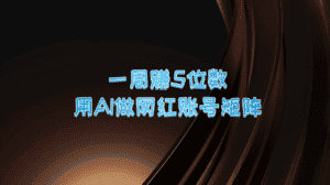 一周赚5位数,用AI做网红账号矩阵,现在的AI功能实在太强大了-优优云创网