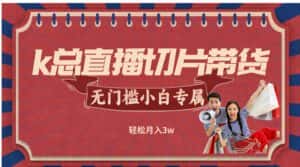 （12758期）k总直播切片带货，无需授权，无门槛小白轻松月入3w-优优云创网