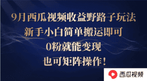 (12760期)西瓜视频收益野路子玩法,新手小白简单搬运即可,0粉就能变现,也可矩…-优优云创网
