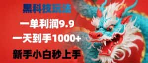 （12793期）黑科技玩法，一单利润9.9,一天到手1000+，新手小白秒上手-优优云创网