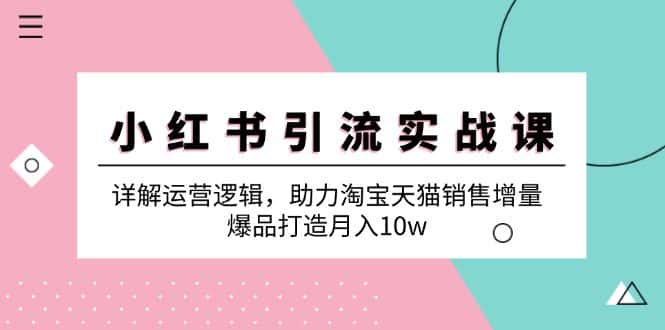 （12809期）小红书引流实战课：详解运营逻辑，助力淘宝天猫销售增量，爆品打造月入10w-优优云创网