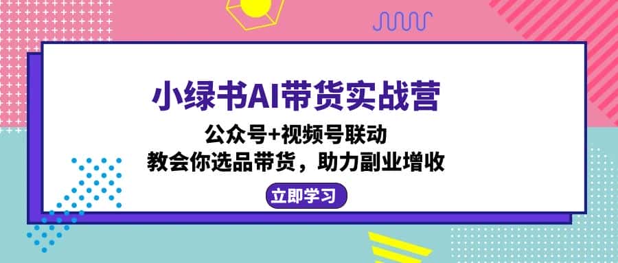 （12848期）小绿书AI带货实战营：公众号+视频号联动，教会你选品带货，助力副业增收-优优云创网