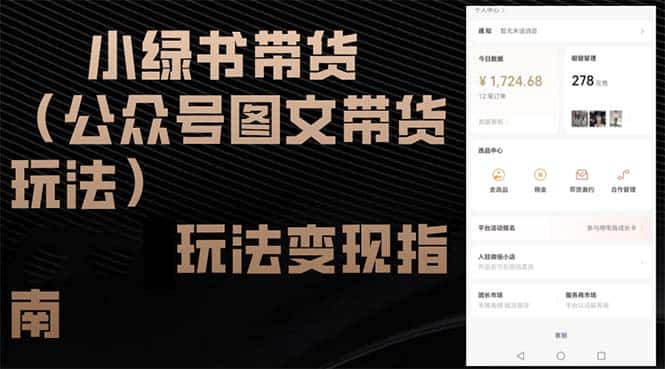 （12903期）小绿书带货（公众号图文带货玩法）玩法变现指南-优优云创网