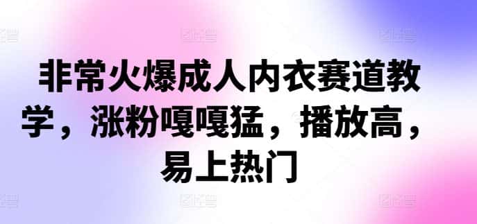 非常火爆成人内衣赛道教学，​涨粉嘎嘎猛，播放高，易上热门-优优云创网