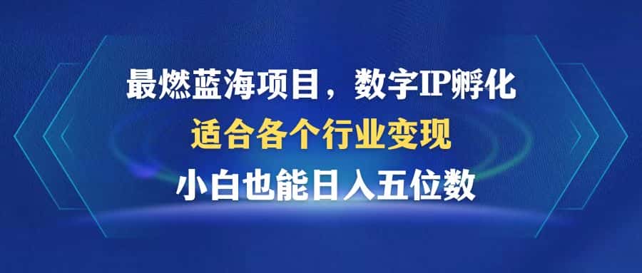 （12941期）最燃蓝海项目  数字IP孵化  适合各个行业变现  小白也能日入5位数-优优云创网