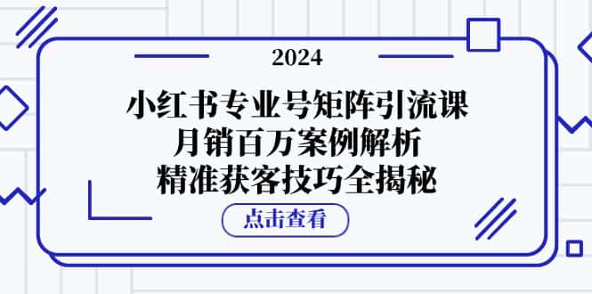 （12943期）小红书专业号矩阵引流课，月销百万案例解析，精准获客技巧全揭秘-优优云创网