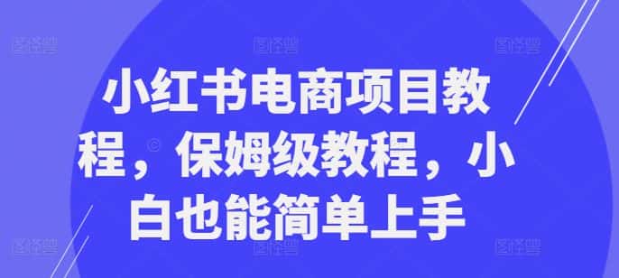 小红书电商项目教程，保姆级教程，小白也能简单上手-优优云创网