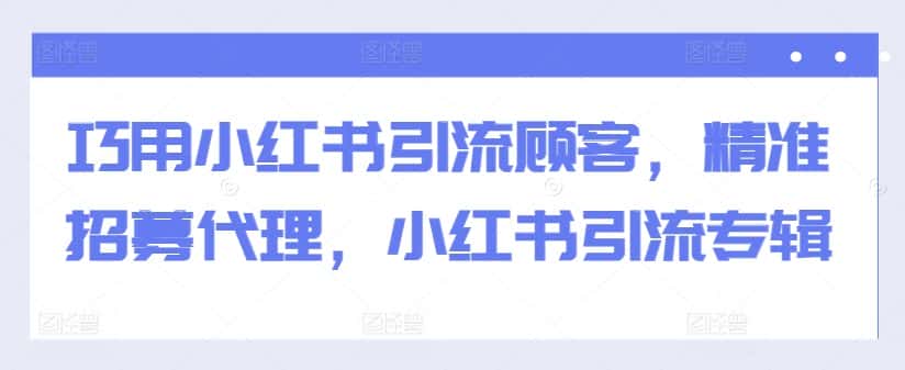 巧用小红书引流顾客,精准招募代理,小红书引流专辑-优优云创网