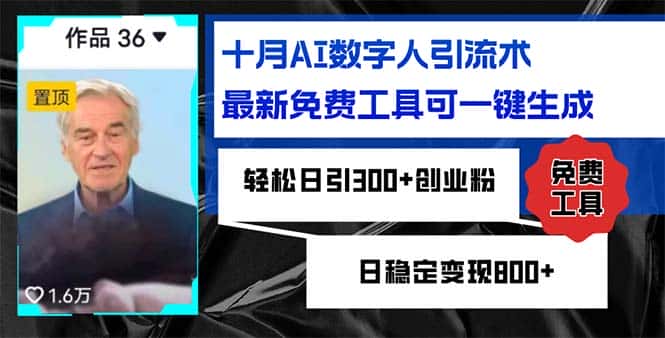 (12963期)十月AI数字人引流术,最新免费工具可一键生成,轻松日引300+创业粉日稳…-优优云创网