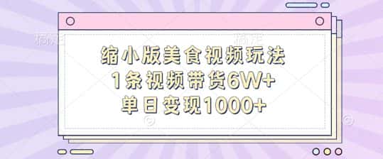 缩小版美食视频玩法,1条视频带货6W+,单日变现1k-优优云创网