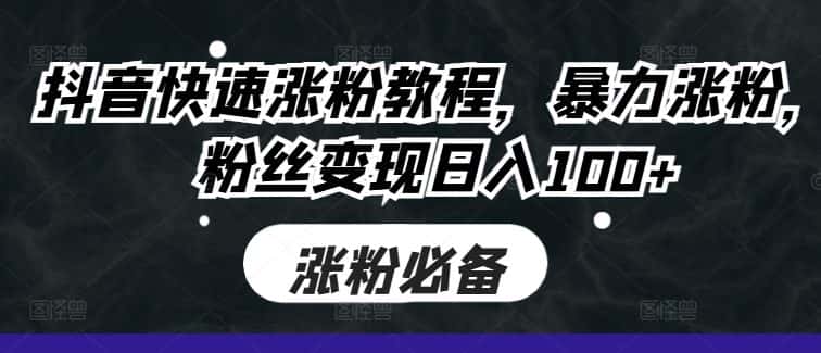 抖音快速涨粉教程,暴力涨粉,粉丝变现日入100+-优优云创网