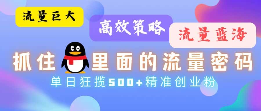 (13068期)流量蓝海,抓住QQ里面的流量密码!高效策略,单日狂揽500+精准创业粉-优优云创网