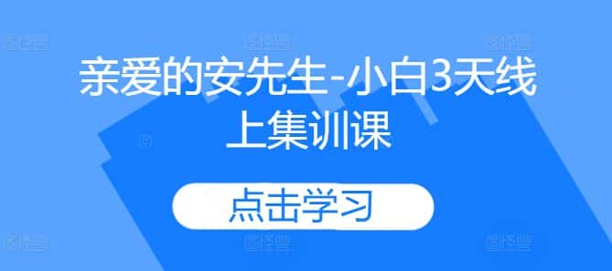 亲爱的安先生-小白3天线上集训课-优优云创网