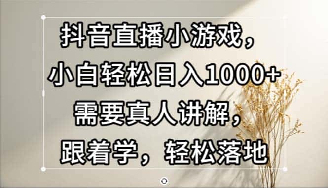 (13075期)抖音直播小游戏,小白轻松日入1000+需要真人讲解,跟着学,轻松落地-优优云创网