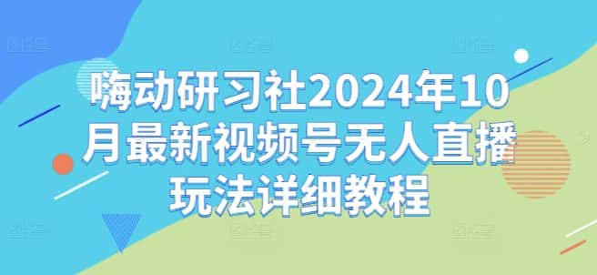 嗨动研习社2024年10月最新视频号无人直播玩法详细教程-优优云创网