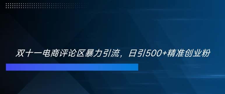 双十一电商评论区暴力引流，日引500+精准创业粉-优优云创网