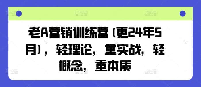 老A营销训练营(更24年10月),轻理论,重实战,轻概念,重本质-优优云创网
