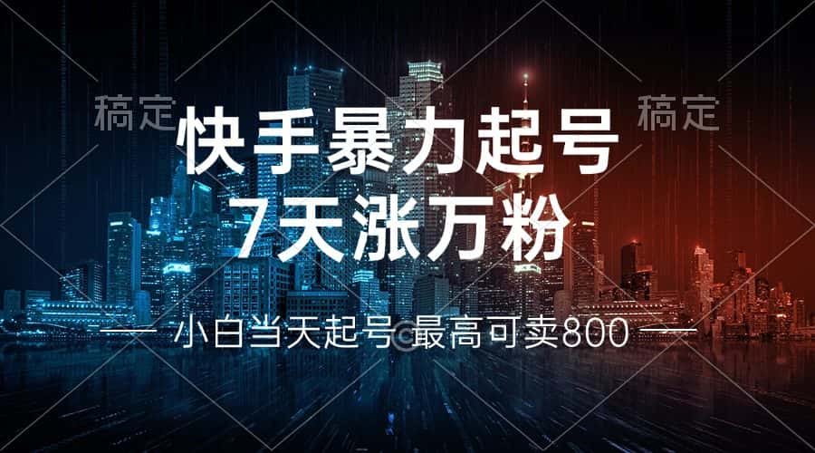 （13142期）快手暴力起号，7天涨万粉，小白当天起号 多种变现方式，账号回收，单月…-优优云创网