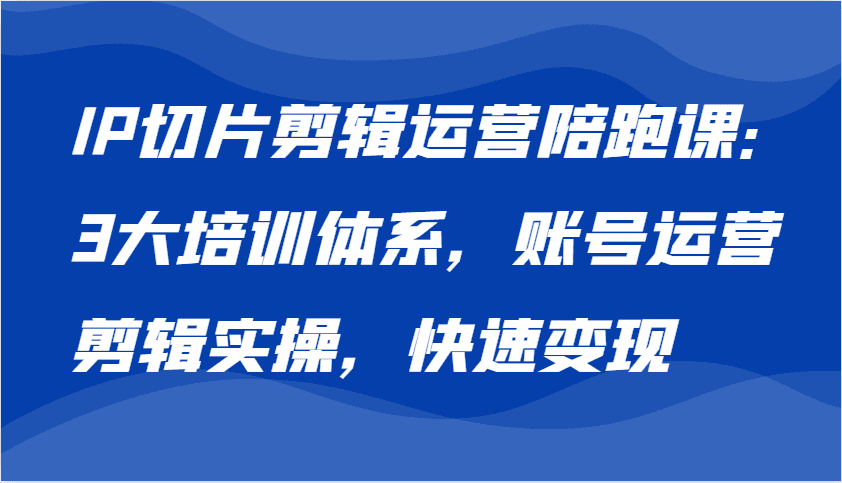 IP切片剪辑运营陪跑课,3大培训体系:账号运营 剪辑实操 快速变现-优优云创网