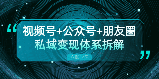 (13174期)视频号+公众号+朋友圈私域变现体系拆解,全体平台流量枯竭下的应对策略-优优云创网