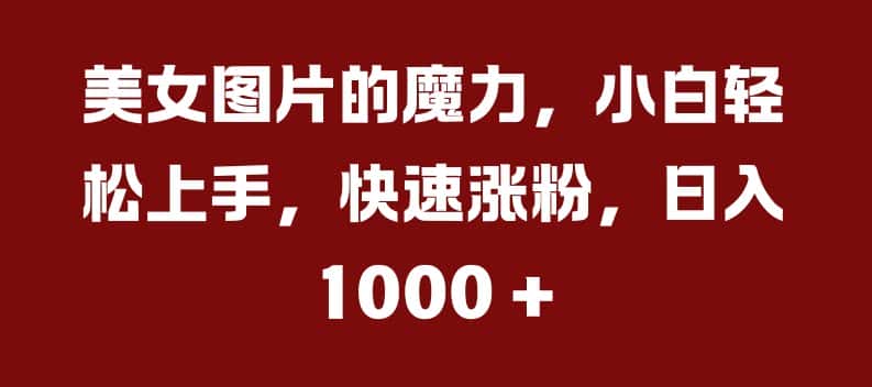 美女图片的魔力,小白轻松上手,快速涨粉,日入几张-优优云创网