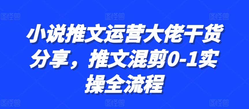 小说推文运营大佬干货分享,推文混剪0-1实操全流程-优优云创网