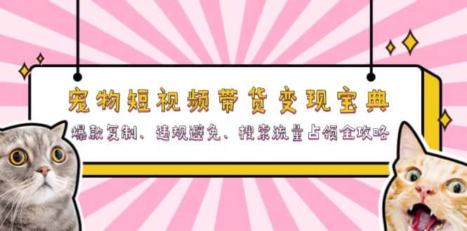 (13227期)宠物短视频带货变现宝典:爆款复制、违规避免、搜索流量占领全攻略-优优云创网