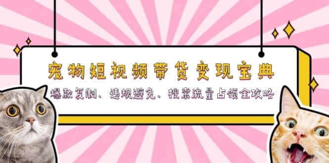 宠物短视频带货变现宝典：爆款复制、违规避免、搜索流量占领全攻略-优优云创网