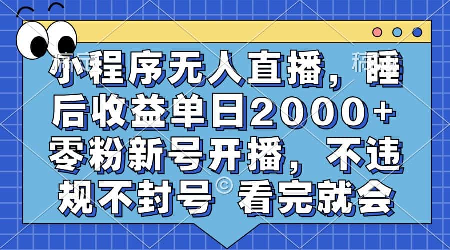 （13251期）小程序无人直播，睡后收益单日2000+ 零粉新号开播，不违规不封号 看完就会-优优云创网