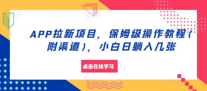 APP拉新项目,保姆级操作教程(附渠道),小白日躺入几张-优优云创网