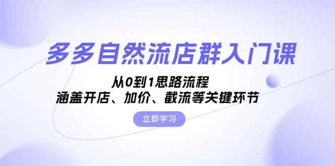 多多自然流店群入门课，从0到1思路流程，涵盖开店、加价、截流等关键环节-优优云创网