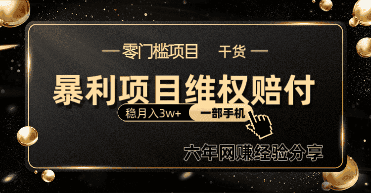 暴利项目线上维q赔付小白月入3w+一部手机改变思维不用剪辑写文案-优优云创网