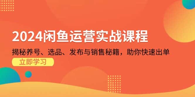 （13290期）2024闲鱼运营实战课程：揭秘养号、选品、发布与销售秘籍，助你快速出单-优优云创网