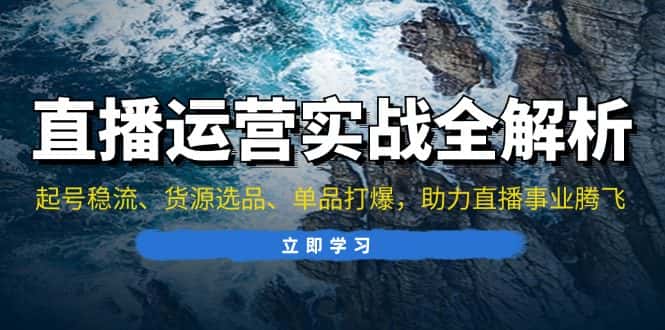 （13294期）直播运营实战全解析：起号稳流、货源选品、单品打爆，助力直播事业腾飞-优优云创网