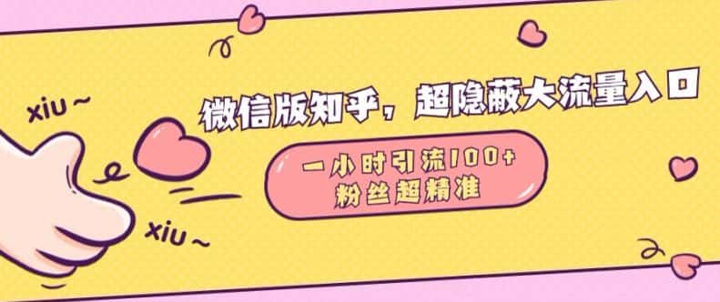 微信版知乎,超隐蔽流量入口1小时引流100人,粉丝质量超高-优优云创网